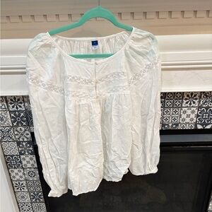 Old Navy Cream Blouse with Lace Accents